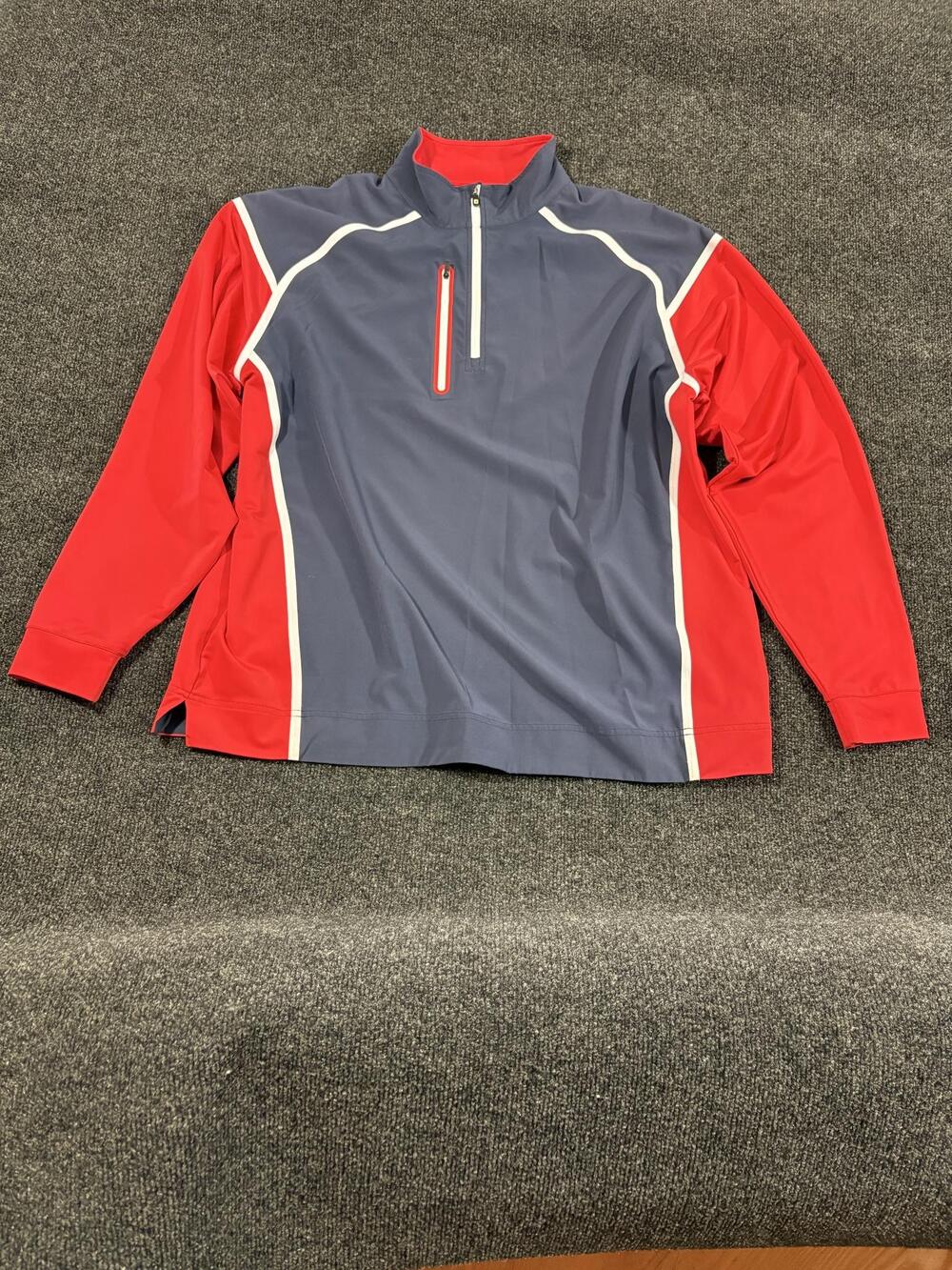 FootJoy Jacket Mens L Red Blue Colorblock 1/4 Zip Golf Windbreaker Pullover